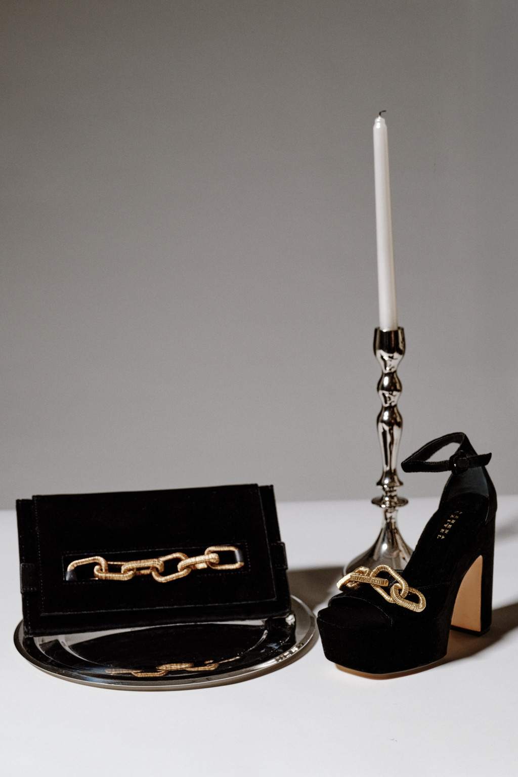 Catena Black Envelope Velvet Clutch