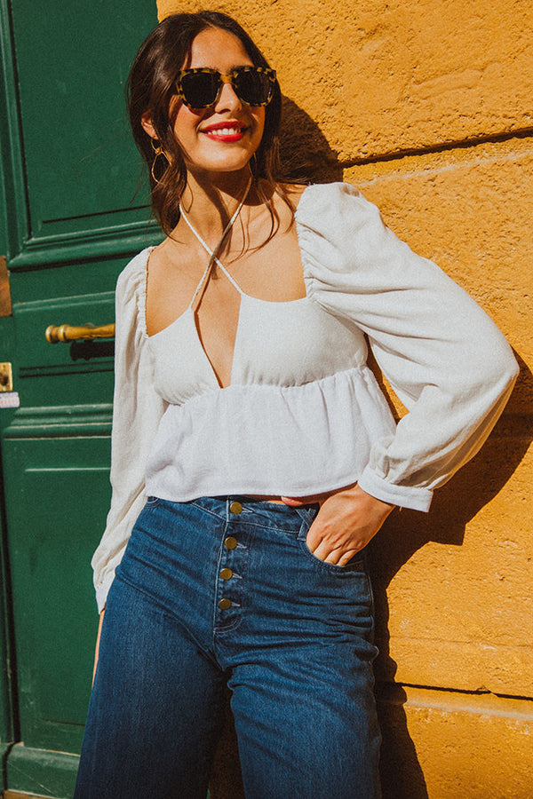 Top Quiterie Lin Viscose Blanc