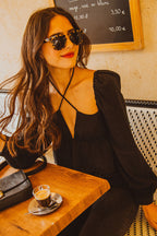Quiterie Linen Viscose Top Black