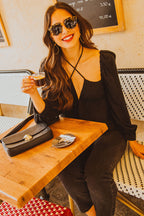 Quiterie Linen Viscose Top Black