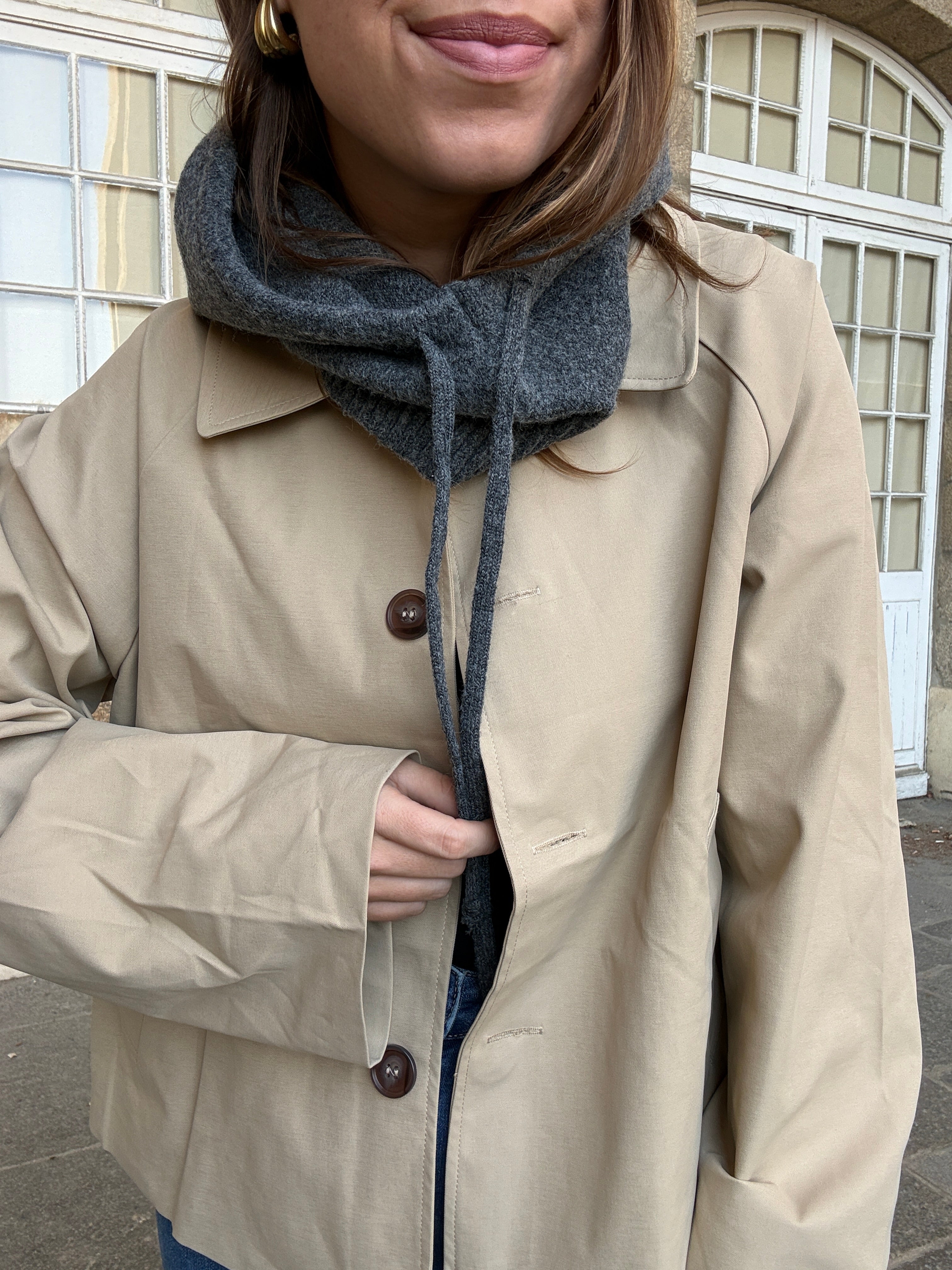 Cagoule En Laine Et Cachemire Grise