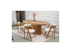 Malmousque - Conjunto con mesa de comedor extensible de 210 a 270 cm + 6 sillas Bastide de chapa de roble macizo