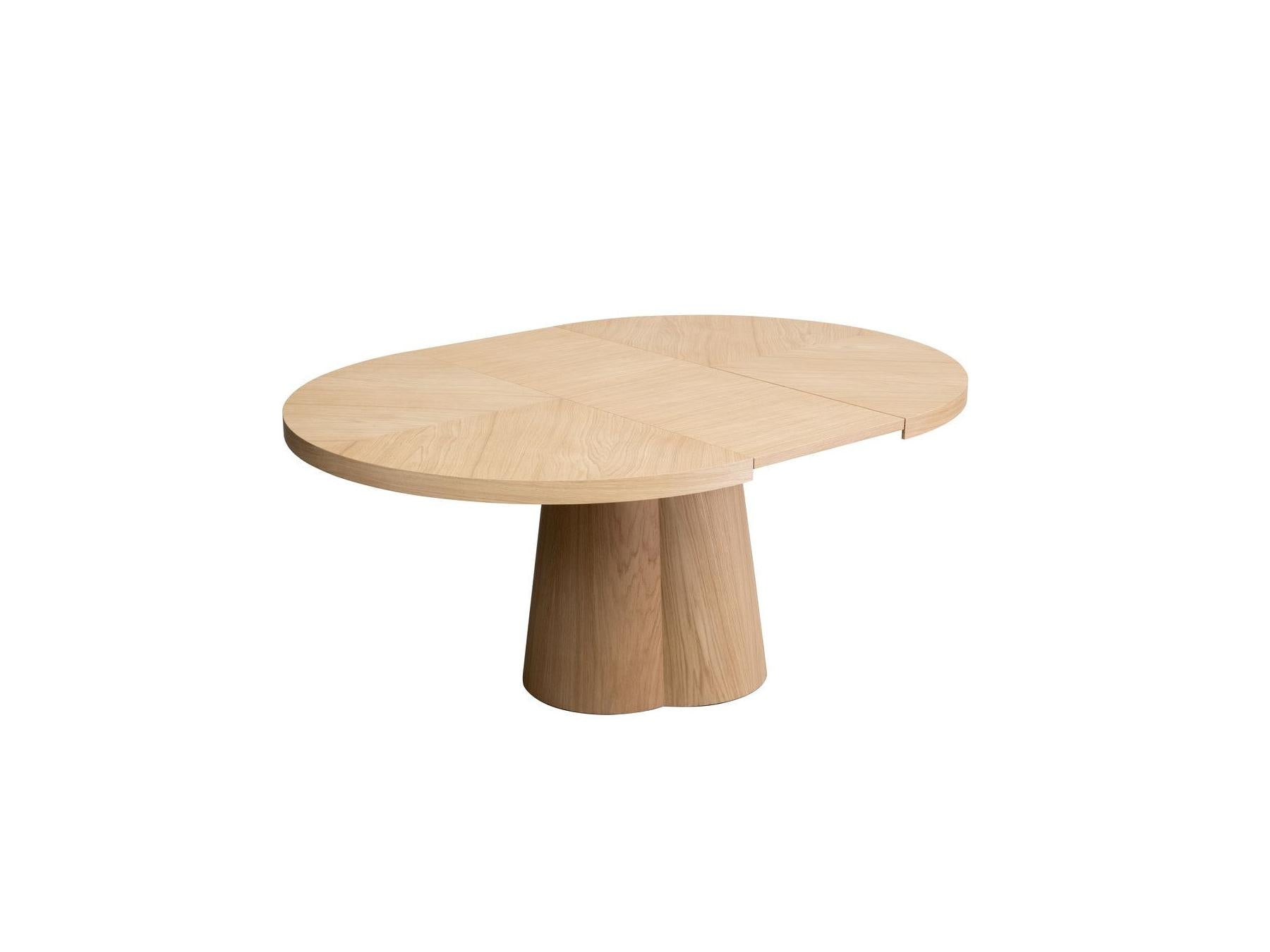 Sugiton - Conjunto con mesa de comedor redonda extensible de 130 a 180 cm + lote de sillas Bastide en chapa de roble macizo - Lote de 6 sillas