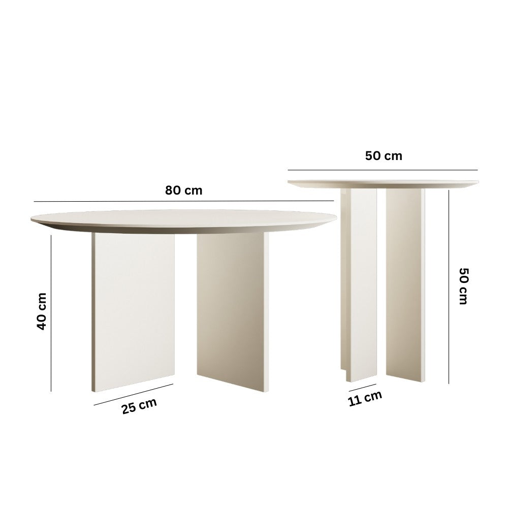 Ensembles De Tables Basses Leo (45 + 42) - Crème
