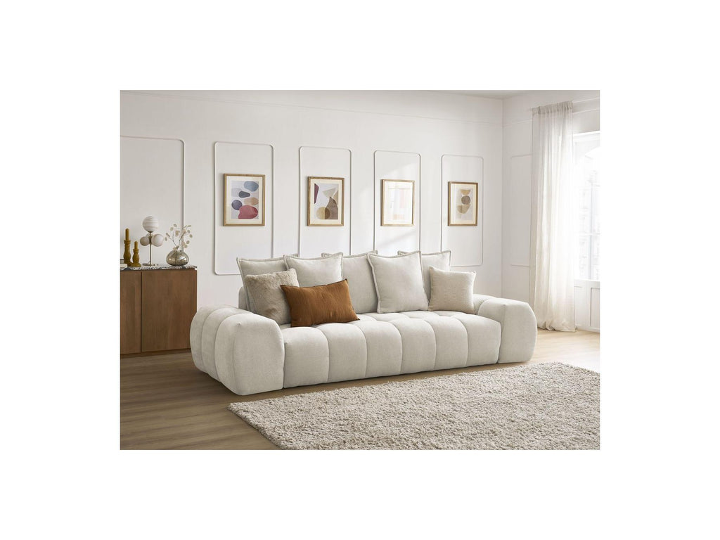Everest - Sofá recto convertible con arcón - Tejido texturizado - 5 cojines
