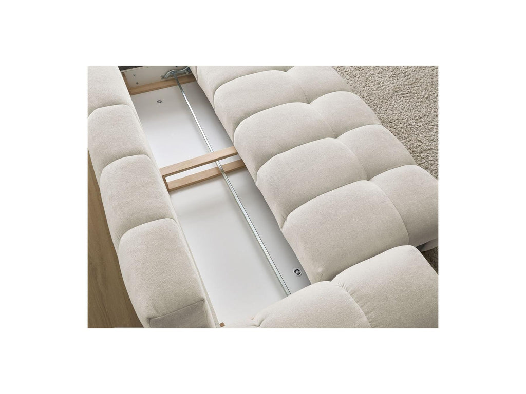 Everest - Sofá recto convertible con arcón - Tejido texturizado - 5 cojines