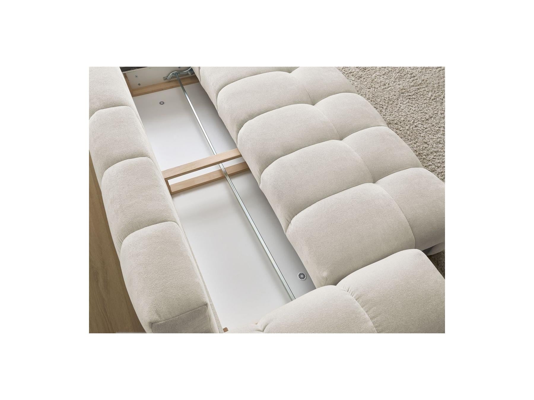 Everest - Sofá recto convertible con arcón - Tejido texturizado - 5 cojines