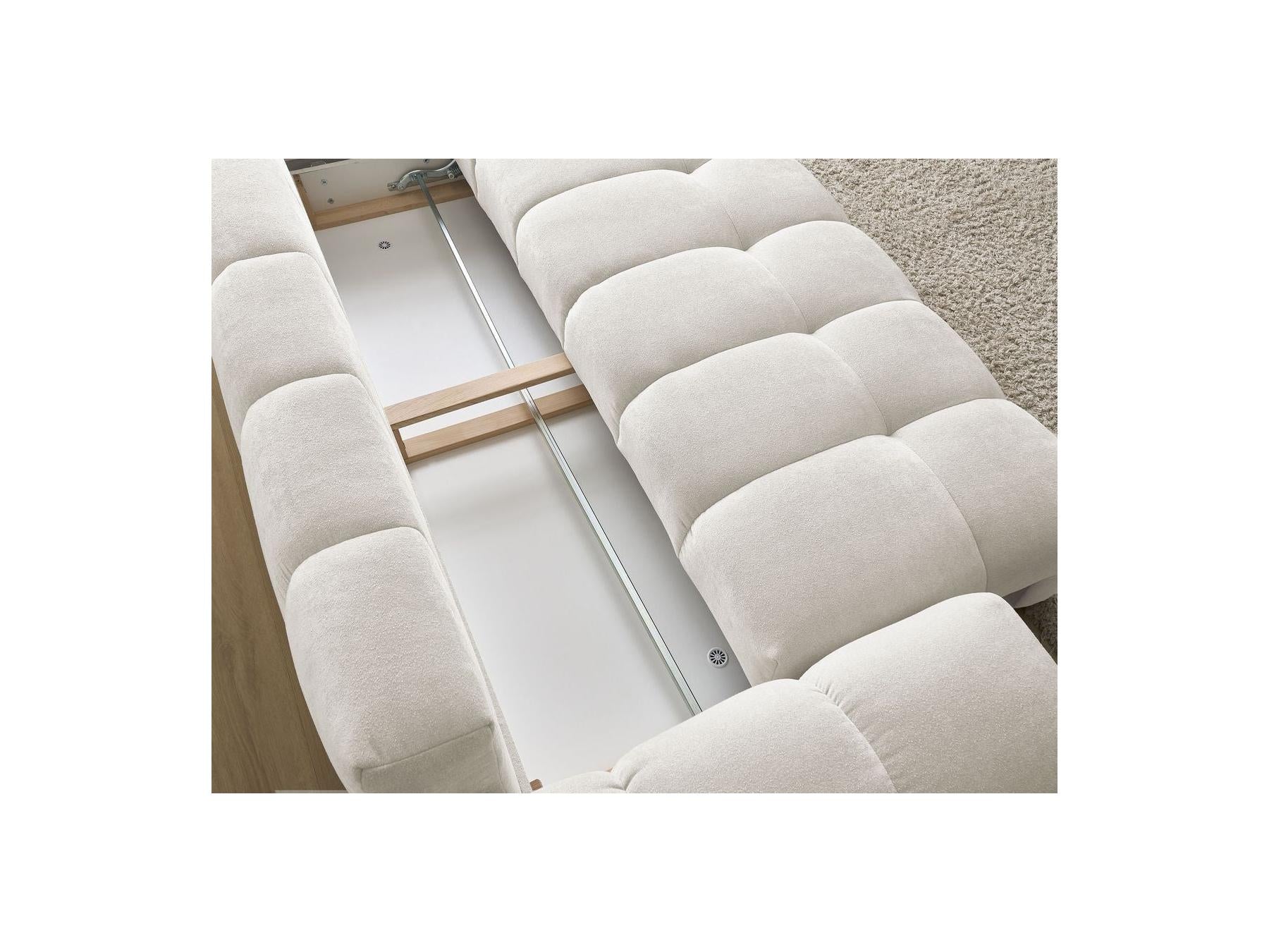 Everest - Sofá recto convertible con arcón - Tejido texturizado - 5 cojines