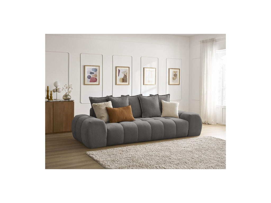 Everest - Sofá recto convertible con arcón - Tejido texturizado - 5 cojines