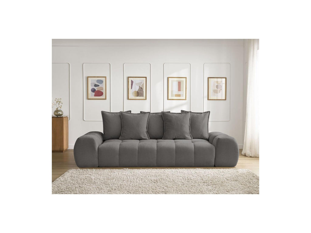 Everest - Sofá recto convertible con arcón - Tejido texturizado - 5 cojines