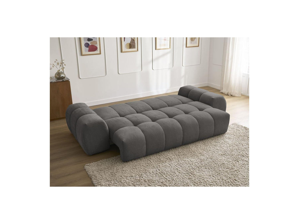 Everest - Sofá recto convertible con arcón - Tejido texturizado - 5 cojines