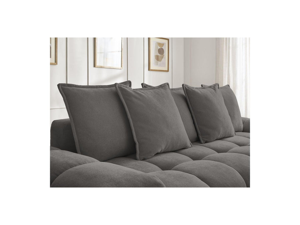 Everest - Sofá recto convertible con arcón - Tejido texturizado - 5 cojines