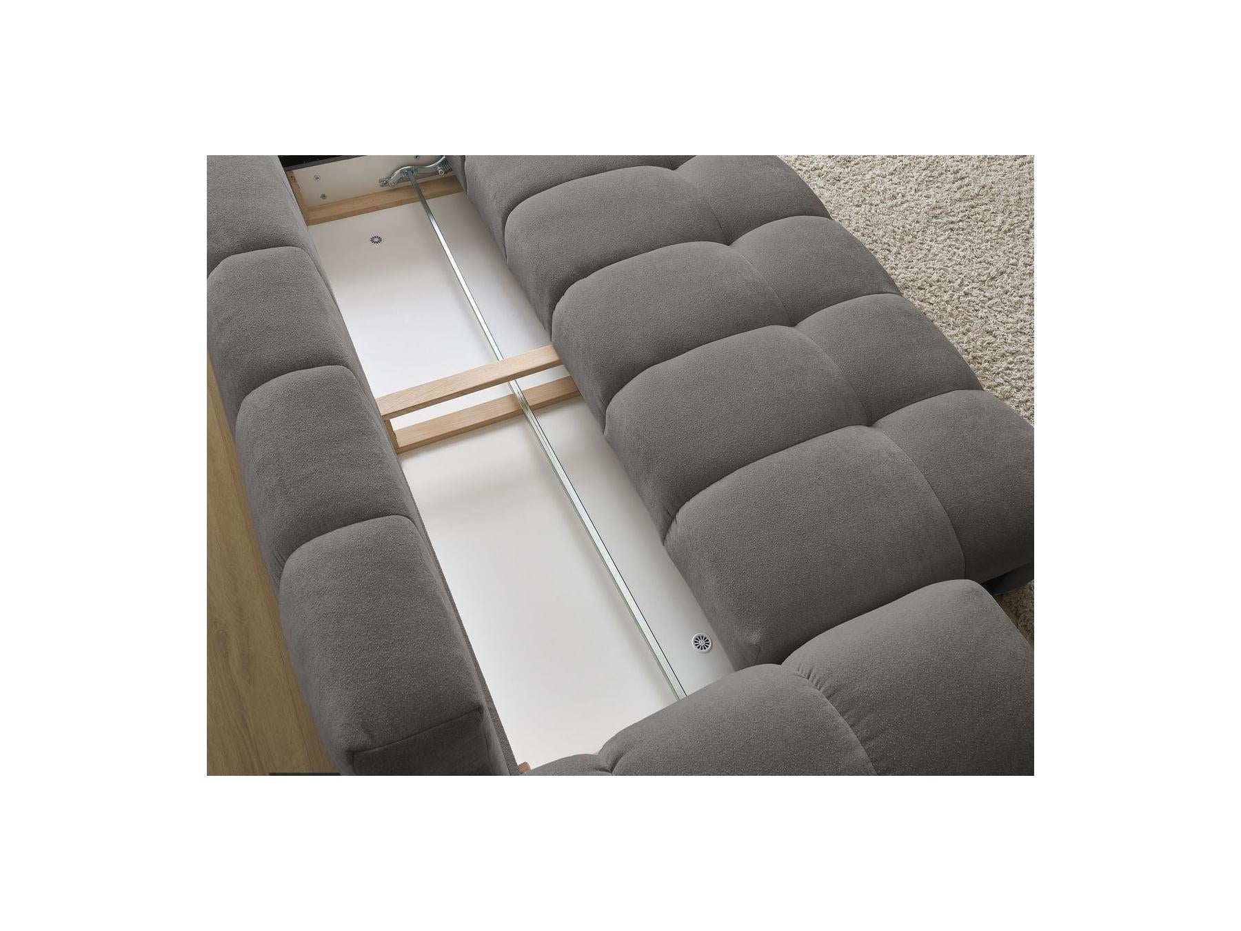 Everest - Sofá recto convertible con arcón - Tejido texturizado - 5 cojines