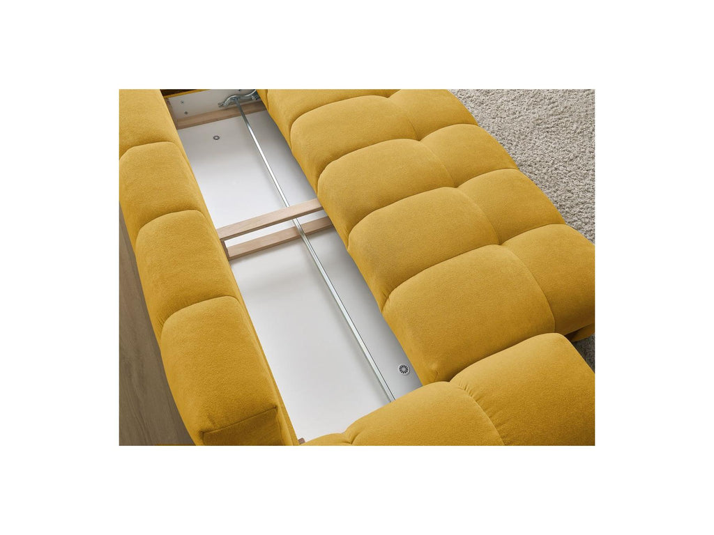 Everest - Sofá recto convertible con arcón - Tejido texturizado - 5 cojines
