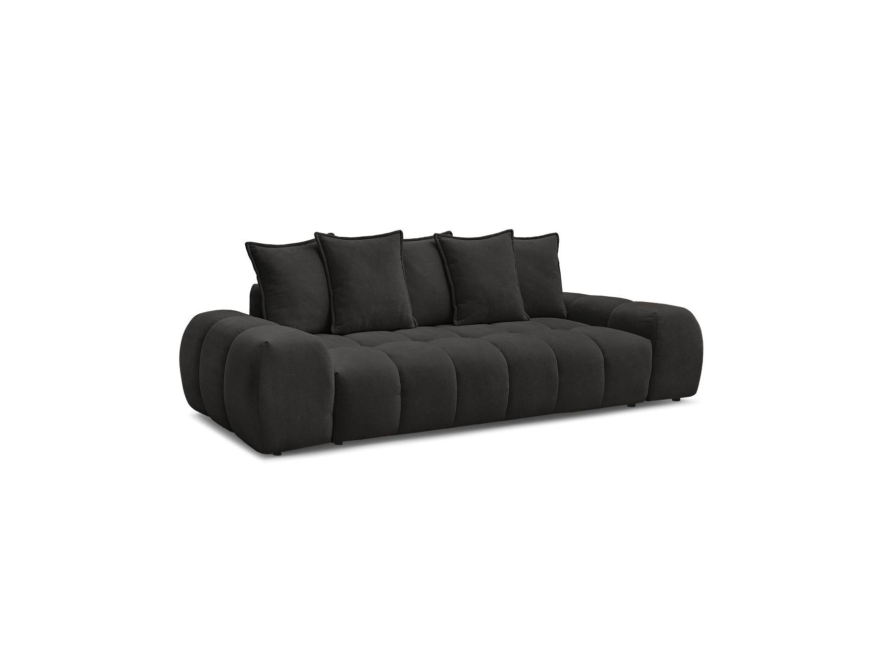 Everest - Sofá recto convertible con arcón - Tejido texturizado - 5 cojines
