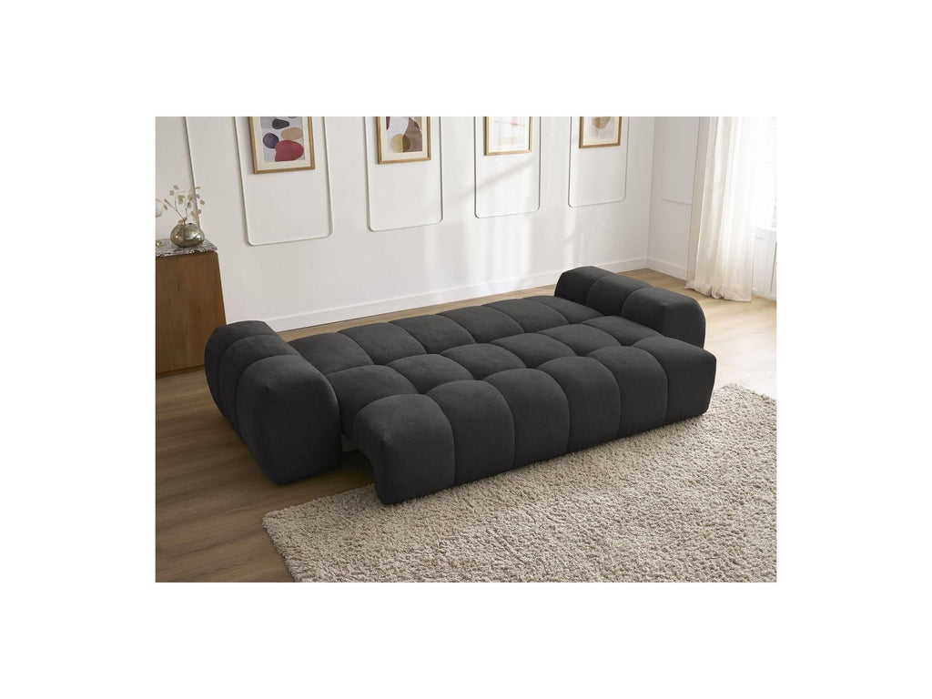 Everest - Sofá recto convertible con arcón - Tejido texturizado - 5 cojines