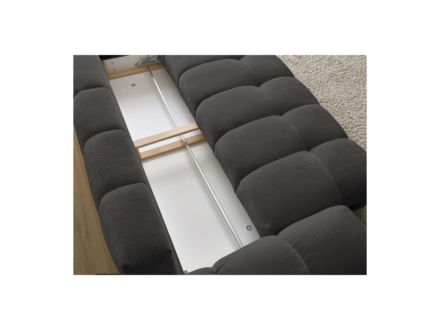 Everest - Sofá recto convertible con arcón - Tejido texturizado - 5 cojines