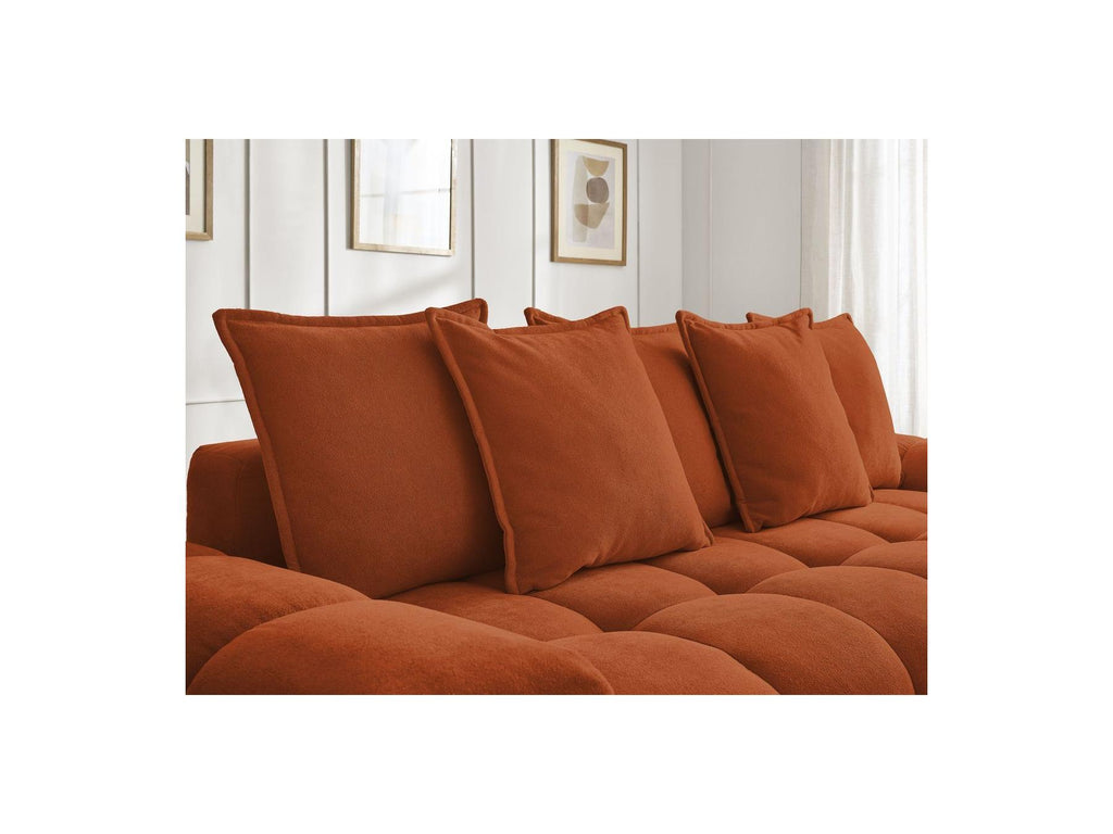 Everest - Sofá recto convertible con arcón - Tejido texturizado - 5 cojines