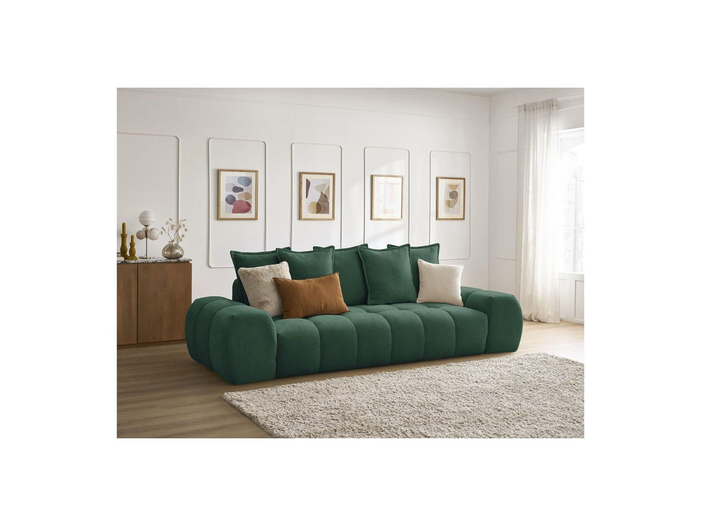 Everest - Sofá recto convertible con arcón - Tejido texturizado - 5 cojines