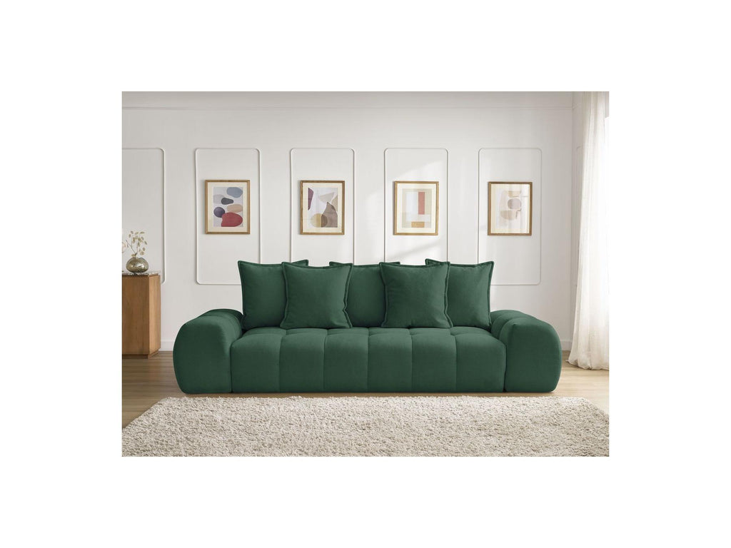 Everest - Sofá recto convertible con arcón - Tejido texturizado - 5 cojines