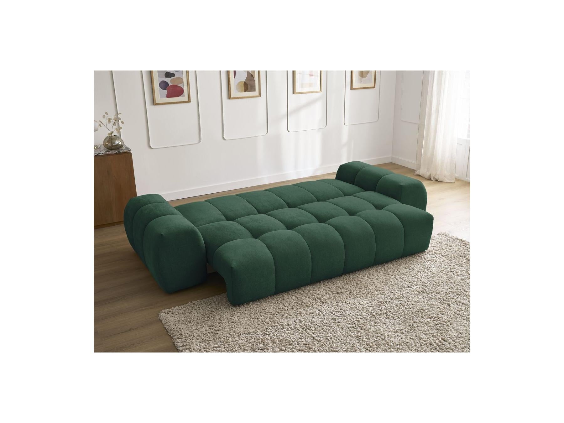 Everest - Sofá recto convertible con arcón - Tejido texturizado - 5 cojines