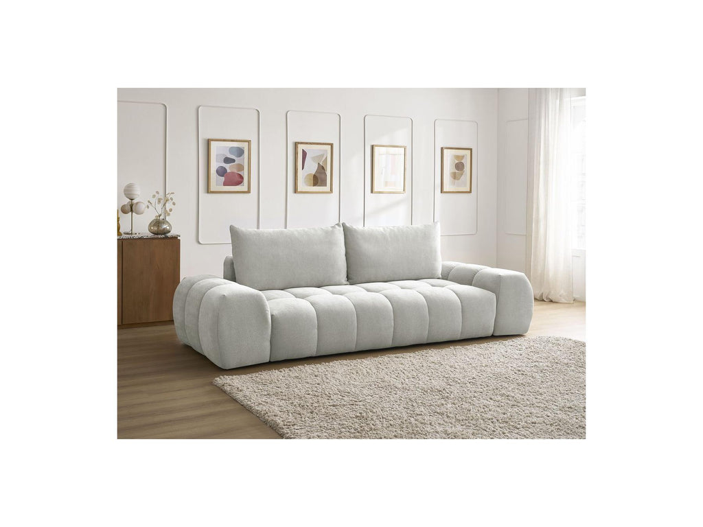 Everest - Sofá recto convertible con arcón - Tejido texturizado - 2 cojines