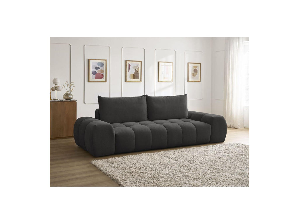 Everest - Sofá recto convertible con arcón - Tejido texturizado - 2 cojines