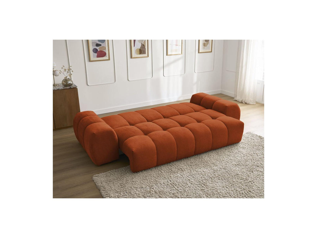 Everest - Sofá recto convertible con arcón - Tejido texturizado - 2 cojines