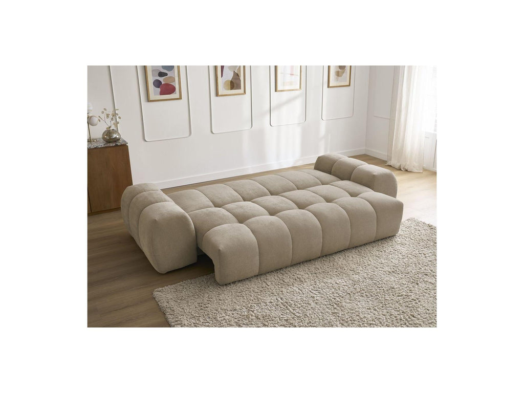 Everest - Sofá recto convertible con arcón - Tejido texturizado - 2 cojines