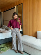 Gabriel checked wide-leg trousers with frills
