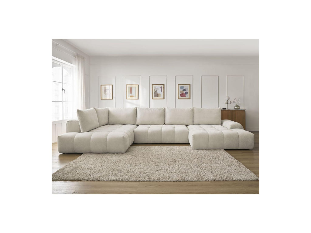 Everest - Panoramic Sofa Bed with Storage - Textured Fabric - Right-Hand Corner - 6 Cushions