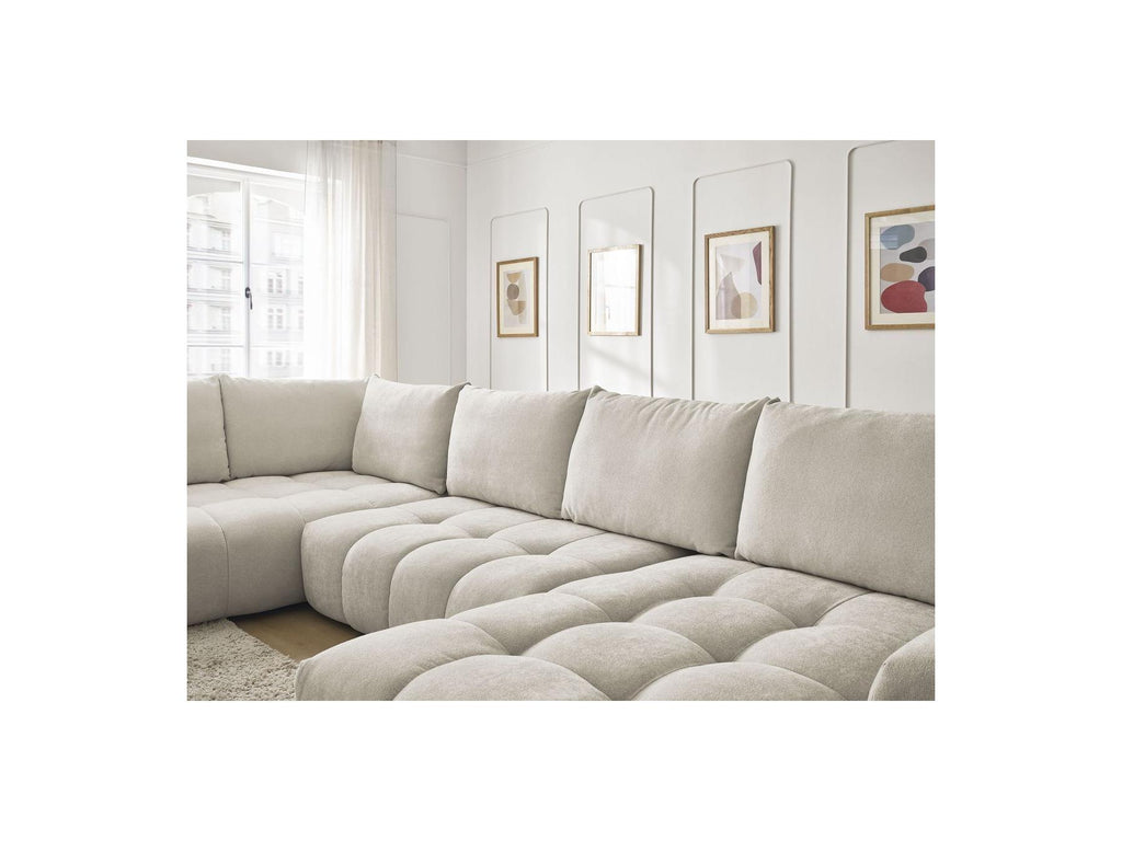 Everest - Panoramic Sofa Bed with Storage - Textured Fabric - Right-Hand Corner - 6 Cushions