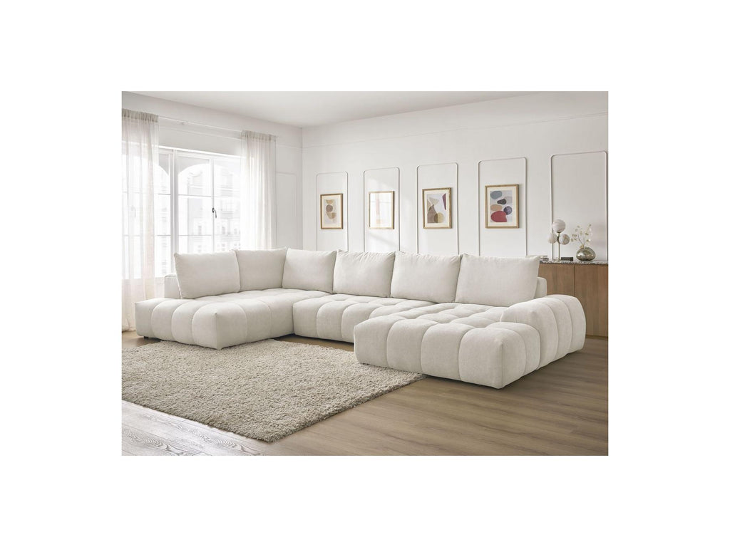 Everest - Panoramic Sofa Bed with Storage - Textured Fabric - Right-Hand Corner - 6 Cushions
