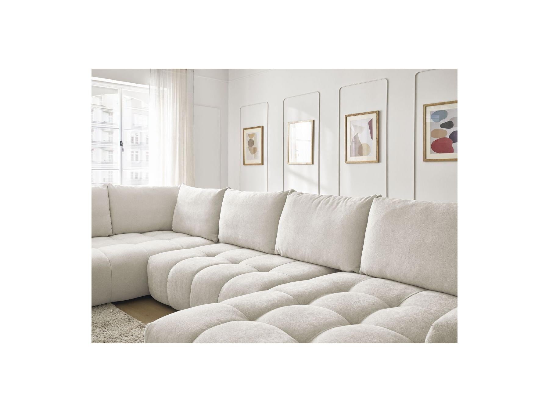 Everest - Panoramic Sofa Bed with Storage - Textured Fabric - Right-Hand Corner - 6 Cushions