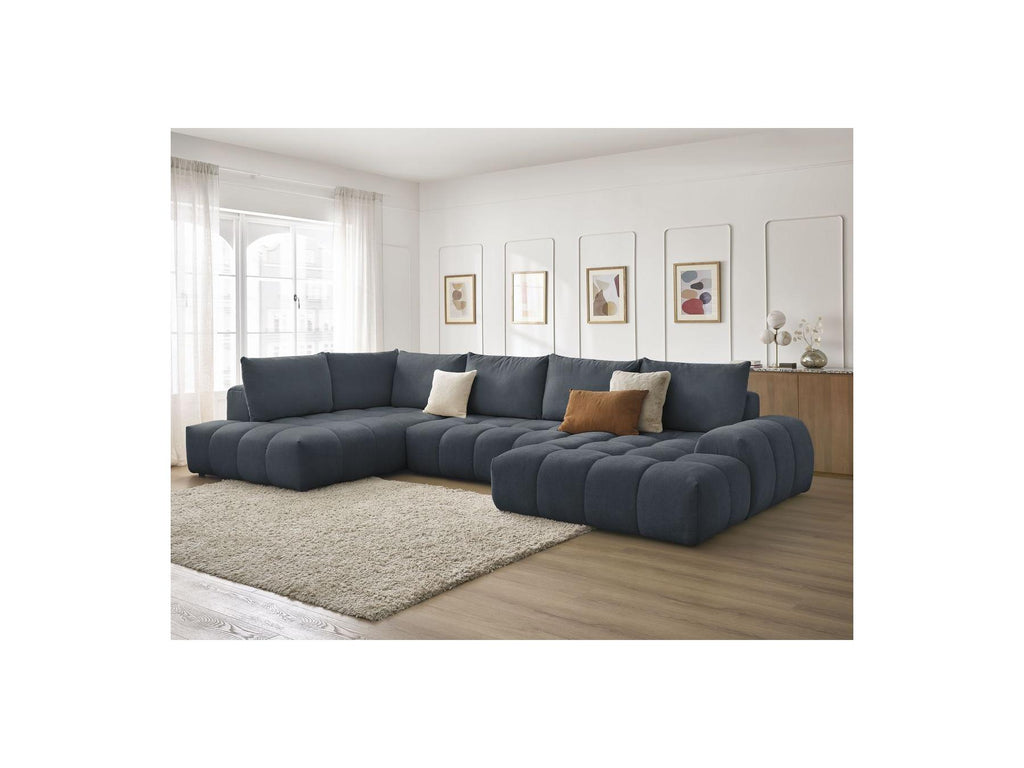 Everest - Panoramic Sofa Bed with Storage - Textured Fabric - Right-Hand Corner - 6 Cushions