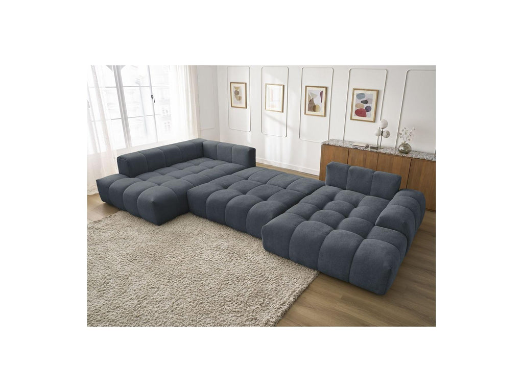 Everest - Panoramic Sofa Bed with Storage - Textured Fabric - Right-Hand Corner - 6 Cushions