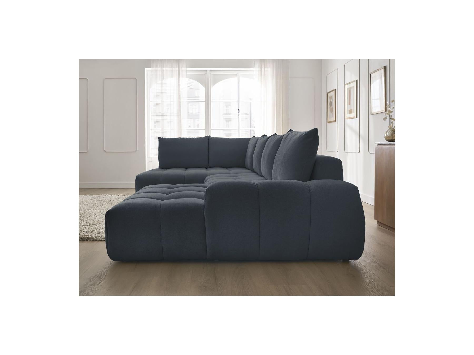 Everest - Panoramic Sofa Bed with Storage - Textured Fabric - Right-Hand Corner - 6 Cushions