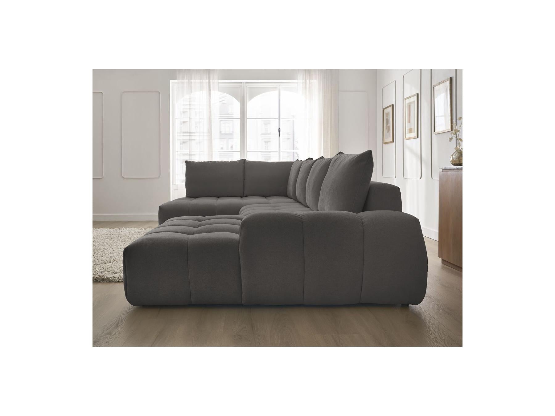 Everest - Panoramic Sofa Bed with Storage - Textured Fabric - Right-Hand Corner - 6 Cushions