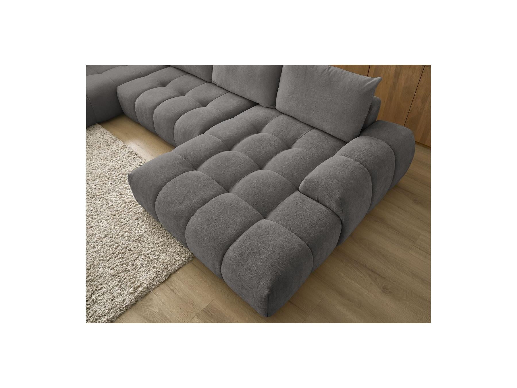 Everest - Panoramic Sofa Bed with Storage - Textured Fabric - Right-Hand Corner - 6 Cushions