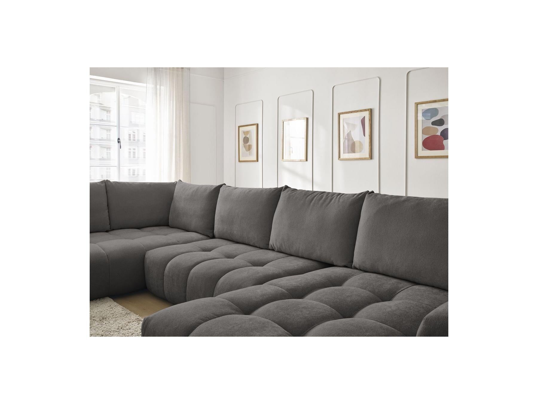 Everest - Panoramic Sofa Bed with Storage - Textured Fabric - Right-Hand Corner - 6 Cushions