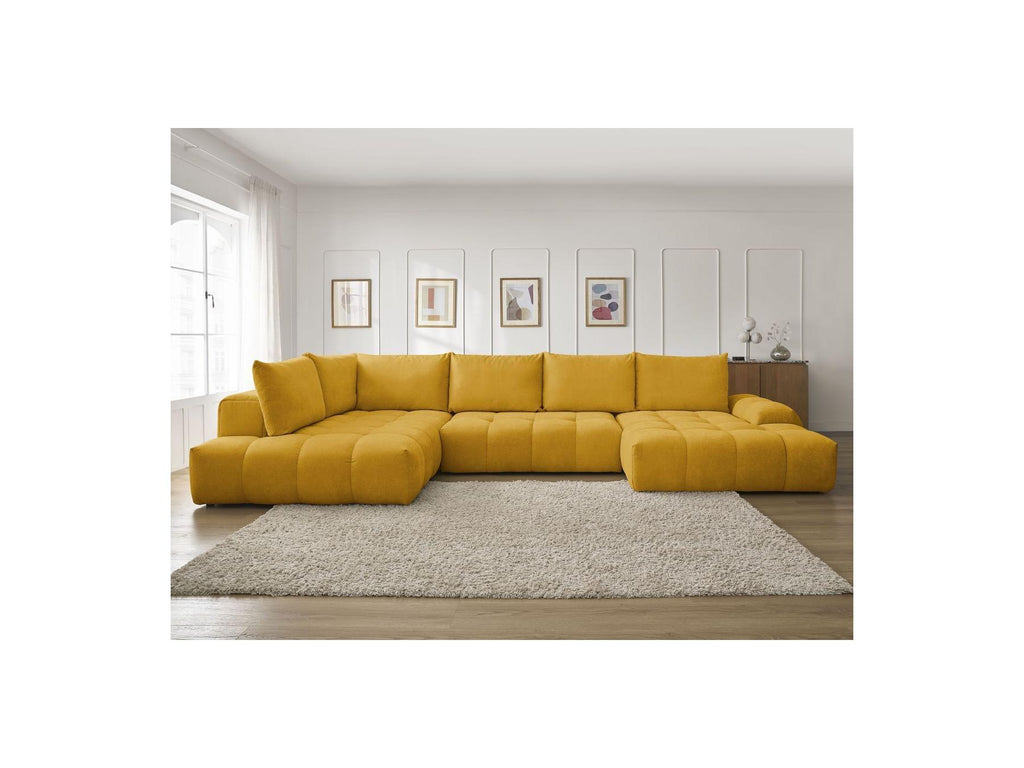 Everest - Panoramic Sofa Bed with Storage - Textured Fabric - Right-Hand Corner - 6 Cushions