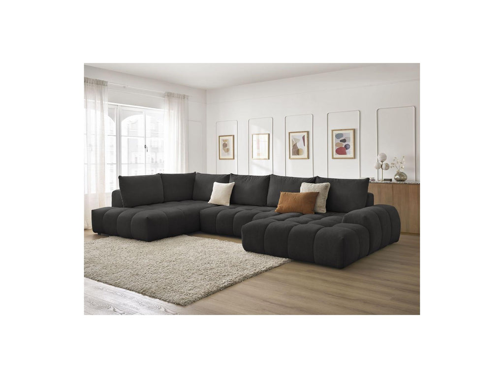 Everest - Panoramic Sofa Bed with Storage - Textured Fabric - Right-Hand Corner - 6 Cushions