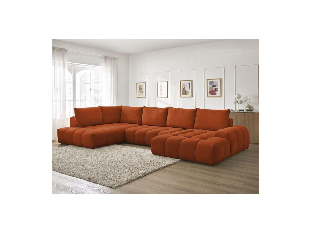 Everest - Panoramic Sofa Bed with Storage - Textured Fabric - Right-Hand Corner - 6 Cushions