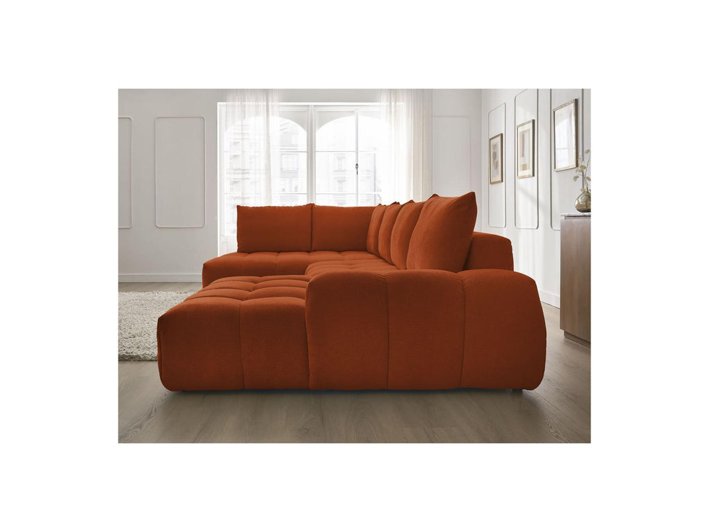 Everest - Panoramic Sofa Bed with Storage - Textured Fabric - Right-Hand Corner - 6 Cushions