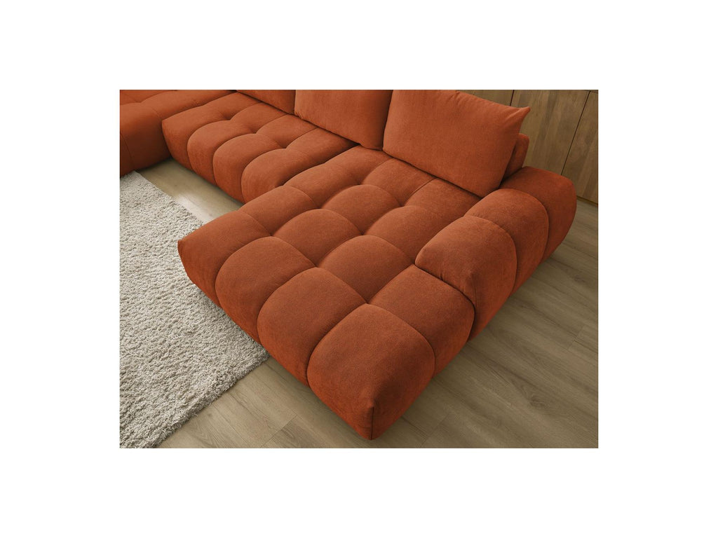 Everest - Panoramic Sofa Bed with Storage - Textured Fabric - Right-Hand Corner - 6 Cushions