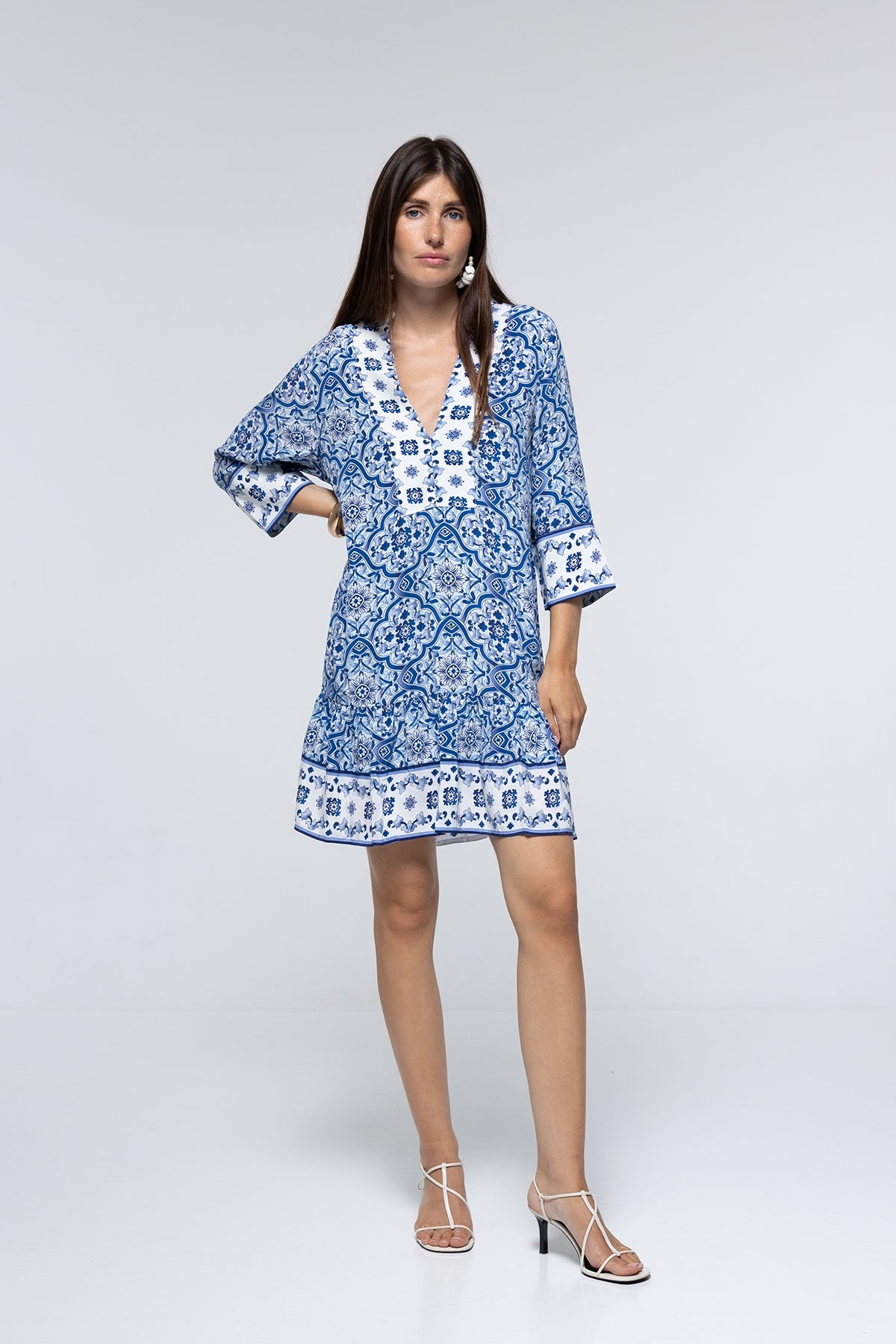 Vestido Bianca - Azulejo Azul