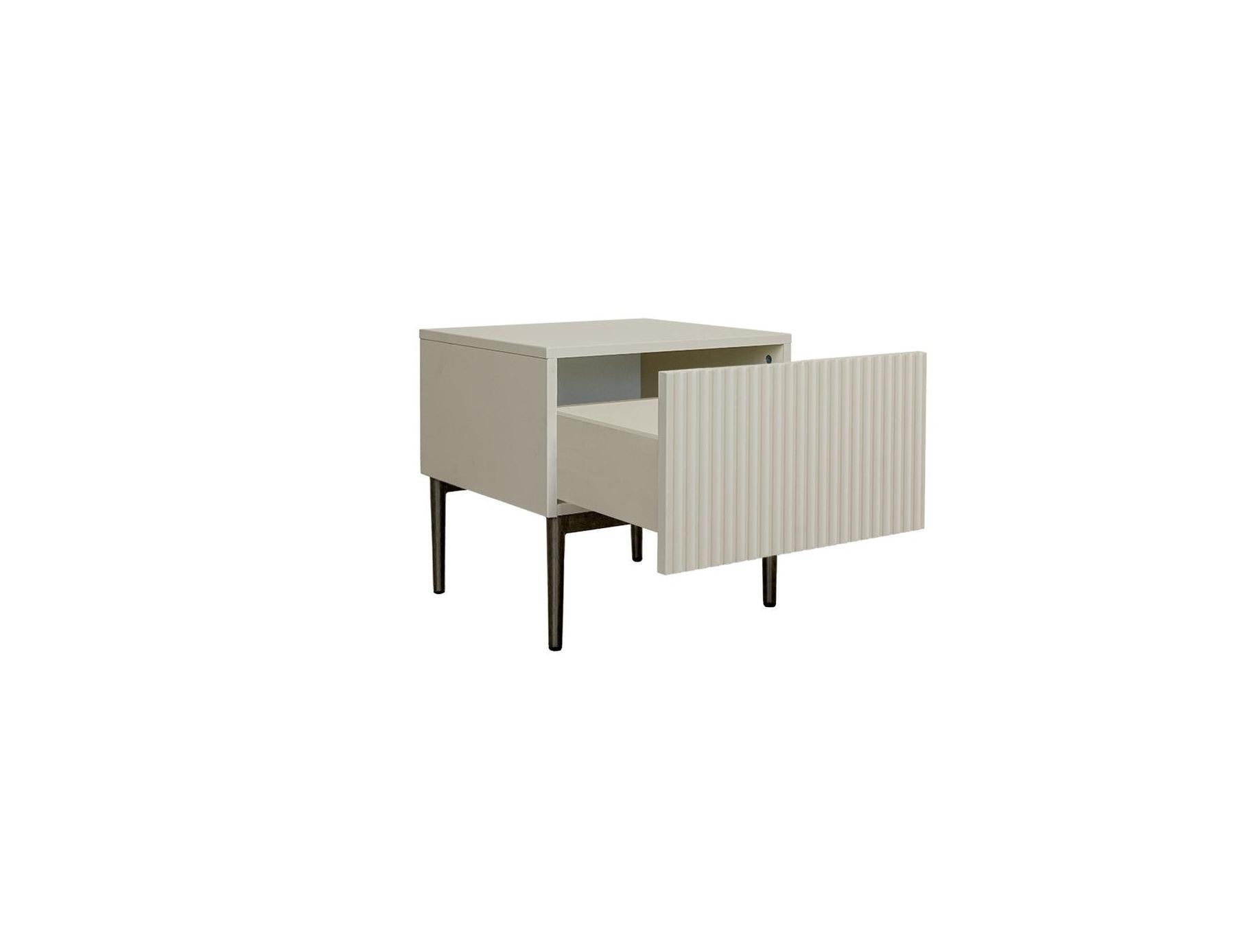 Kasha - Set of 2 Bedside Tables with Drawer - Black Legs