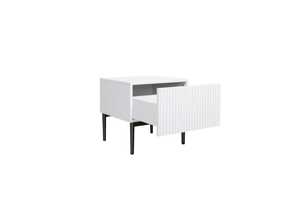 Kasha - Set of 2 Bedside Tables with Drawer - Black Legs