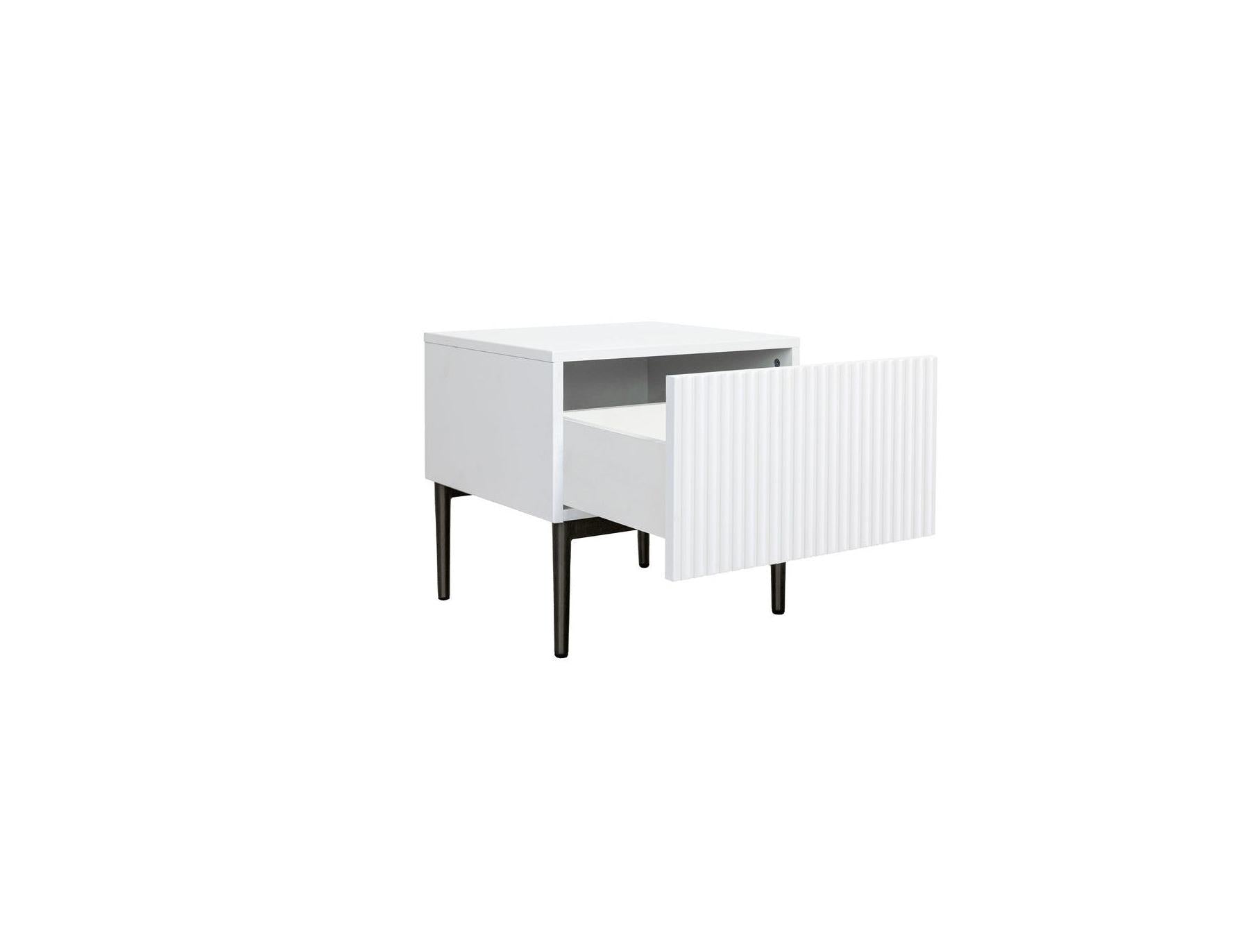 Kasha - Set of 2 Bedside Tables with Drawer - Black Legs