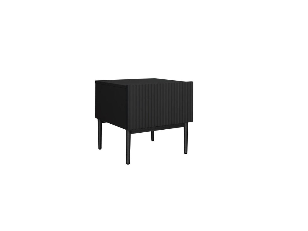 Kasha - Set of 2 Bedside Tables with Drawer - Black Legs